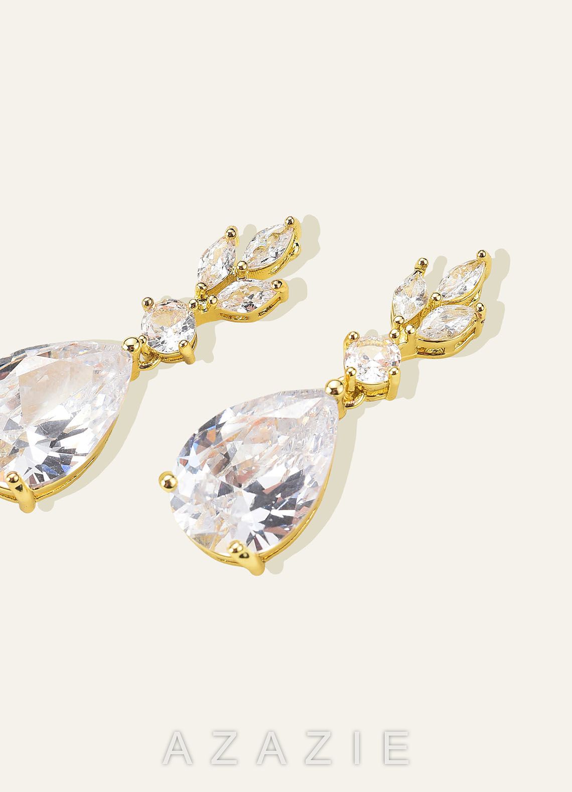Leaf Teardrop Drop Earrings  gold