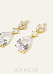Leaf Teardrop Drop Earrings  gold