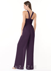 Azazie Berdie Jumpsuit Plum Halter Chiffon Jumpsuit plum
