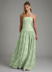 Azazie Remy Dusty Sage A-Line Strapless Floral Jacquard Burnout Dress