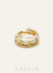 Pearl Beaded Wrap Ring  gold