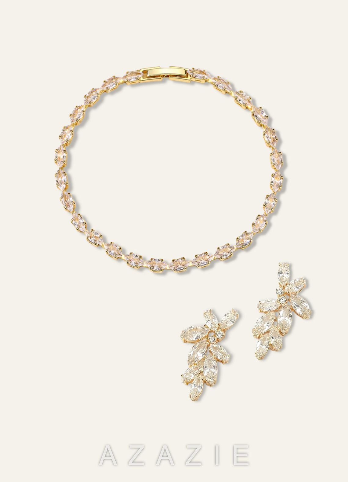 Botanical Leaf & Tennis Zirconia Jewelry Set