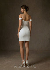 Azazie Adelais Diamond White Mermaid Off the Shoulder Crepe Back Satin Dress diamond_white