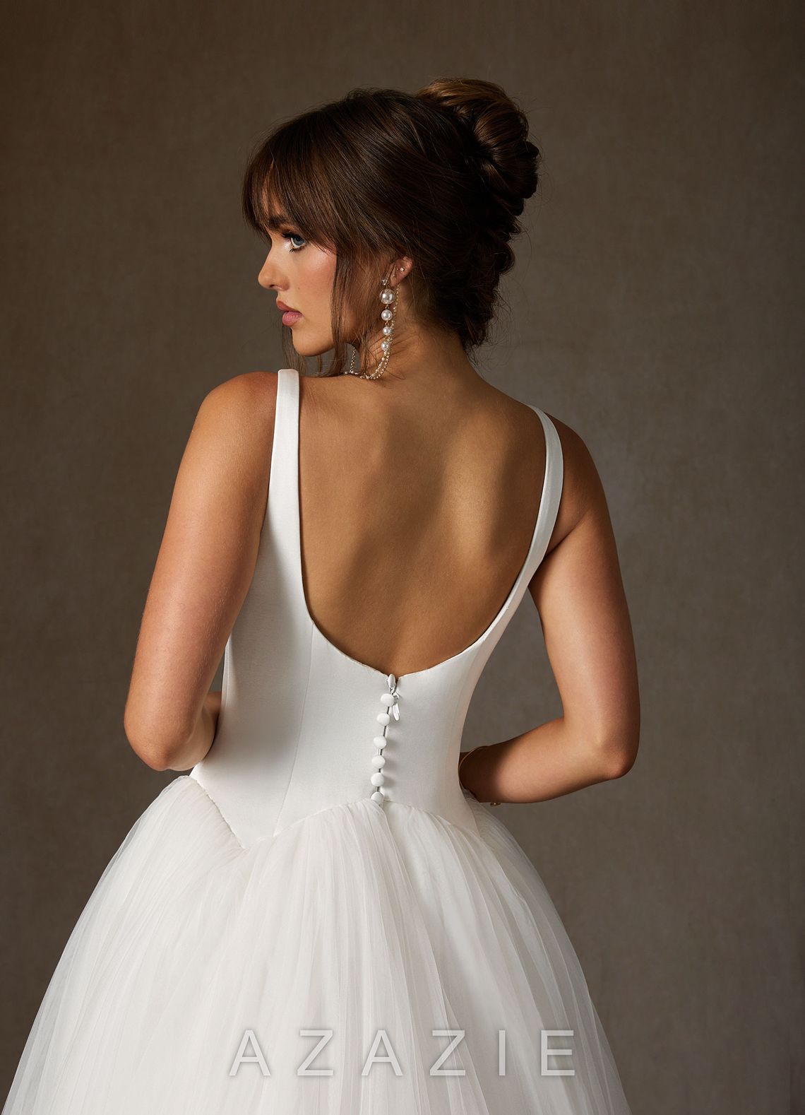 Azazie Samirah Diamond White A-Line Detachable Train Double Faced Satin Dress