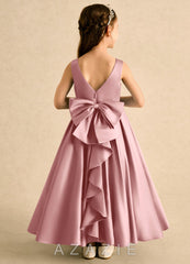 Azazie Lizzie Dusty Rose A-Line Pleated Matte Satin Dress