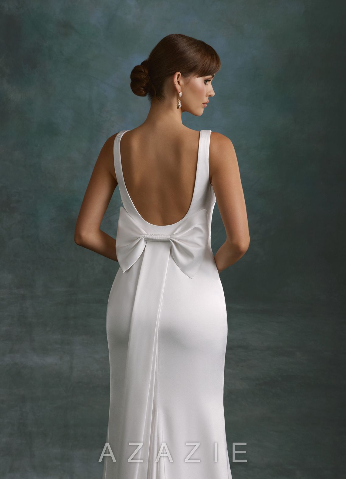 Azazie Galina Diamond White Mermaid Square Neckline Stretch Satin Dress diamond_white
