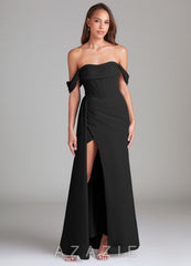 Azazie Amyra Black Sheath Off the Shoulder Chiffon Convertible Dress