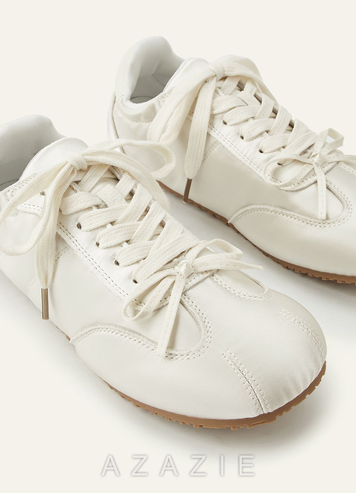 Ballet-Inspired Satin Wedding Sneakers Round Toe Comfortable Wedding Shoes  ivory
