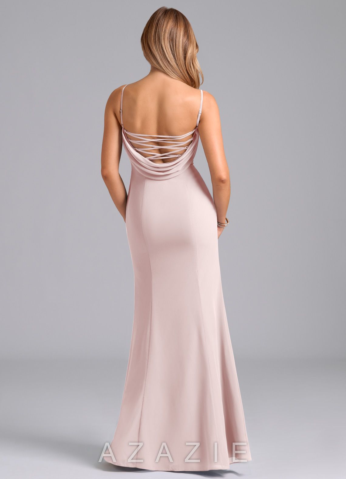 Azazie Wynni Blushing Pink Mermaid Corset Chiffon Dress blushing_pink