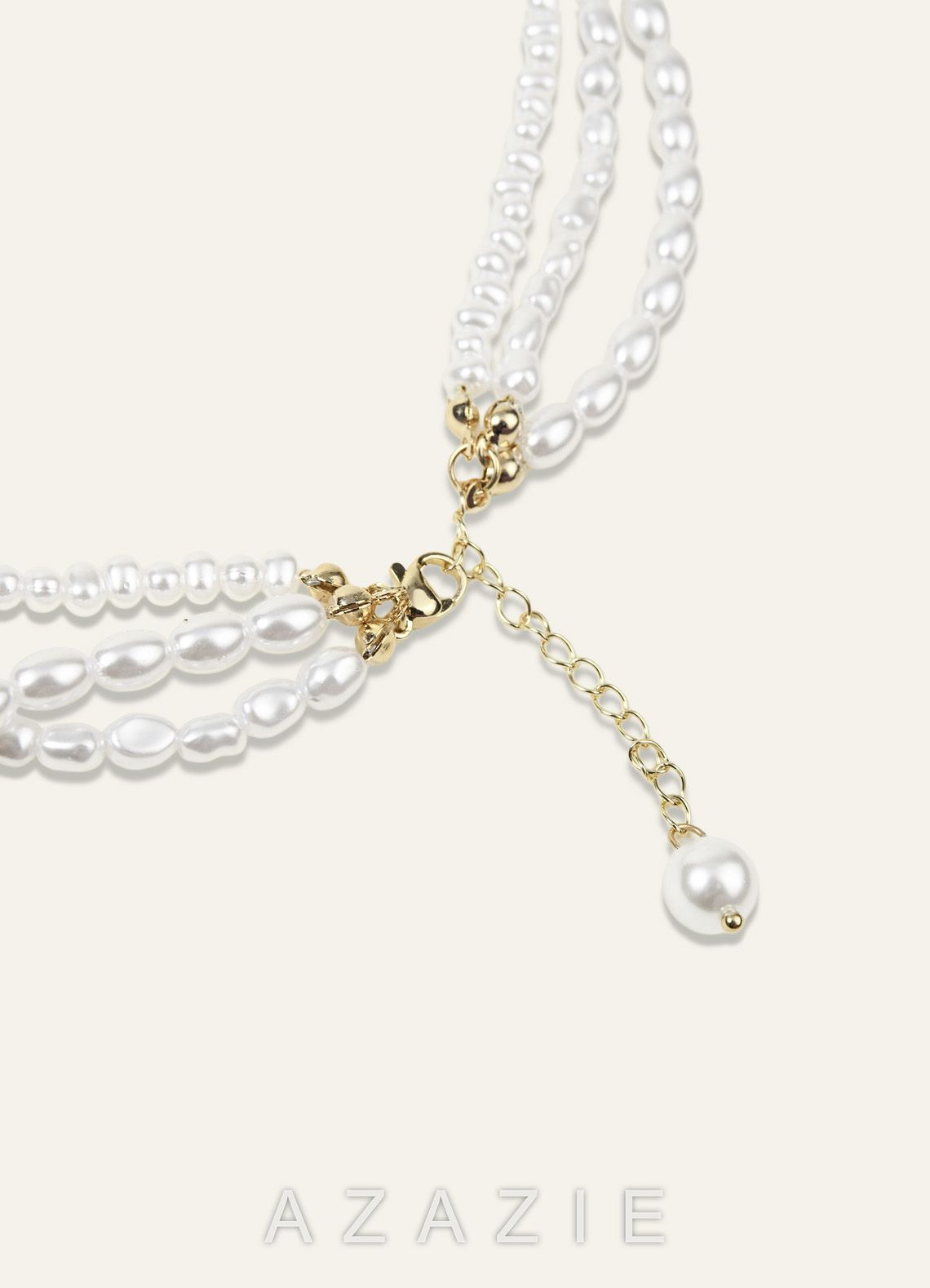 Multi Layer Pearl Choker Necklace  white