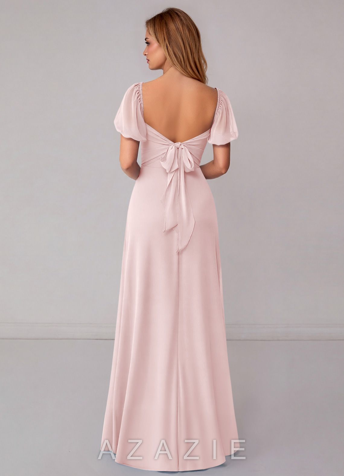 Azazie Fatima Blushing Pink A-Line with Pockets Chiffon Dress blushing_pink