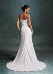 Azazie Frankie Diamond White Fit and Flare Strapless Embroidered Sequin Dress