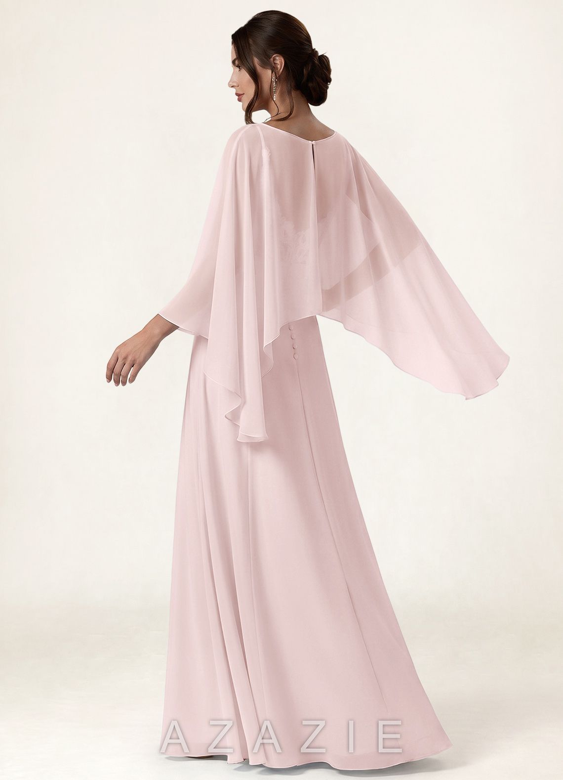 Azazie Matching Color Chiffon High Low Sheer Cape  blushing_pink