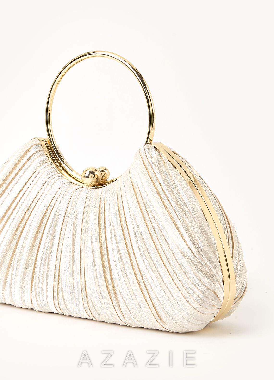 Satin Pleated Handbag  gold