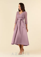 Azazie Maritza Dusty Rose A-Line Pleated Matte Satin Dress dusty_rose