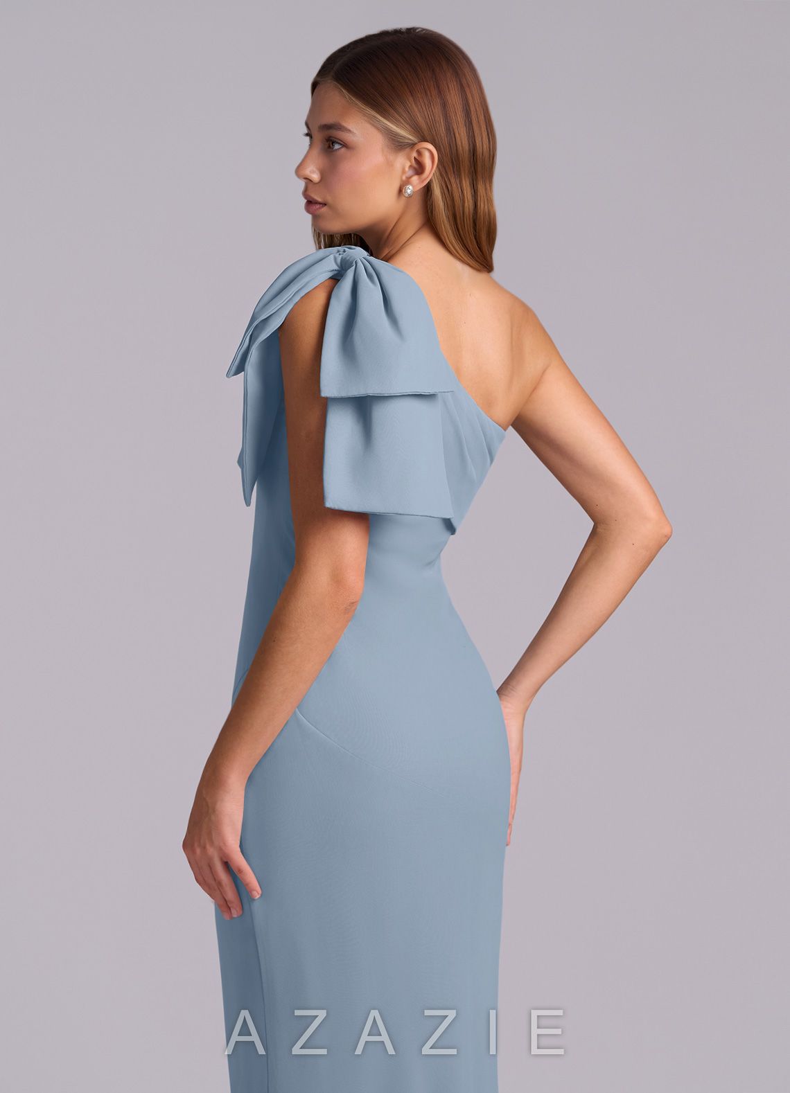 Azazie Yuanna Dusty Blue Mermaid One Shoulder Chiffon Dress dusty_blue