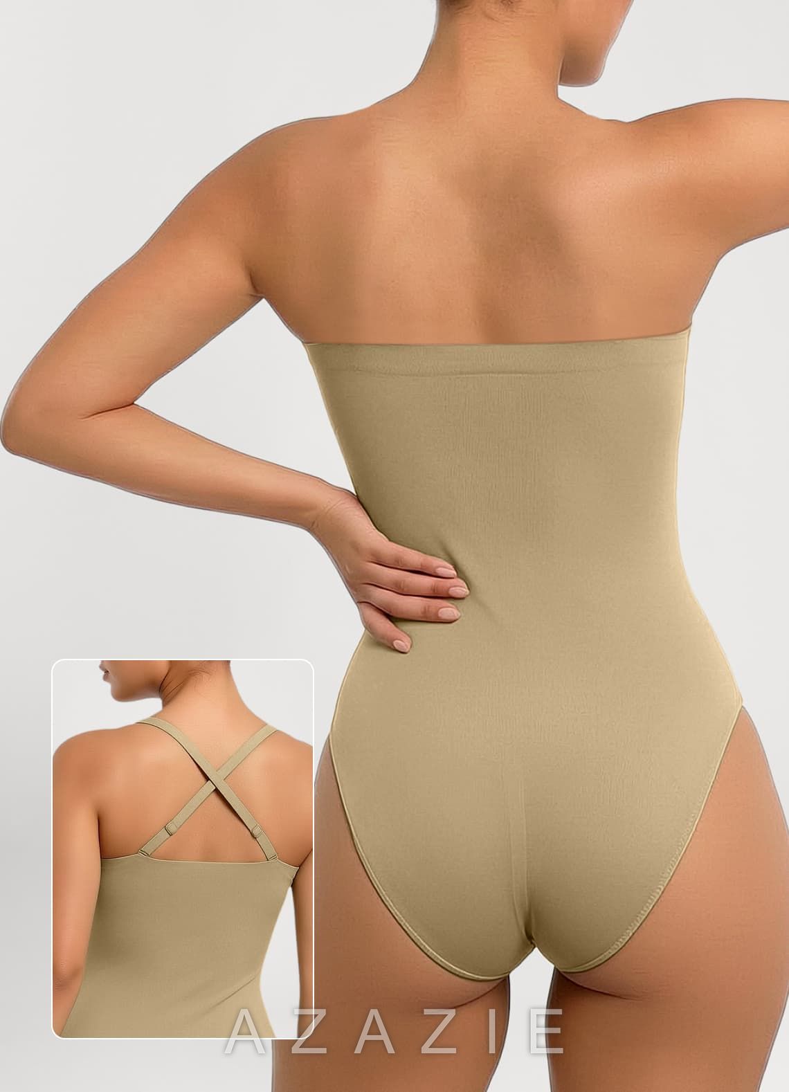 Strapless Bandeau Heavy Control Shapewear(No Padding)  khaki_nude