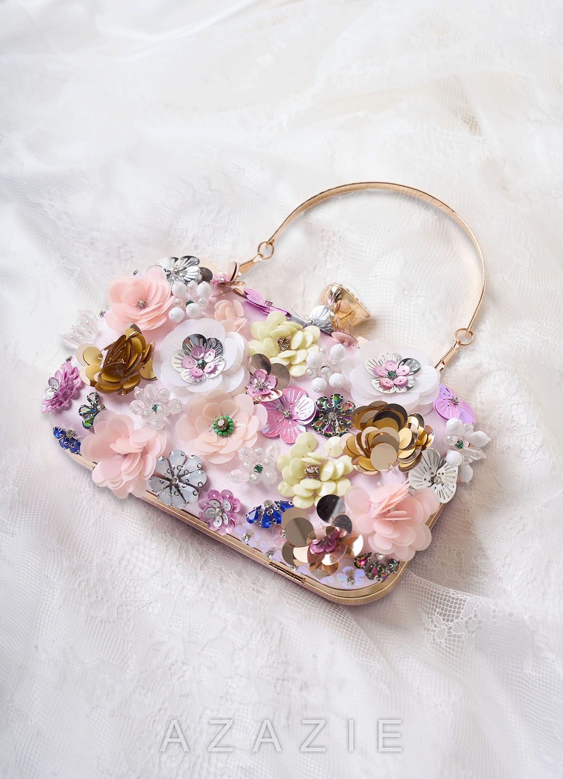 Sequin Flower Embellished Clutch