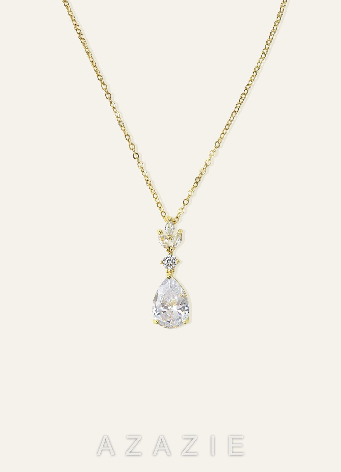 Pear Cut CZ Pendant Necklace