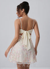 Laurence White Sequin Bow-Back A-Line Mini Dress