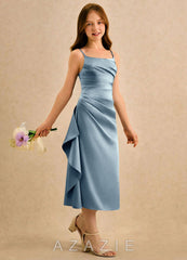 Azazie Canna Girls Formal Dusty Blue A-Line Pleated Stretch Satin Dress dusty_blue