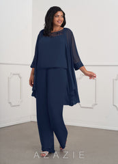 Azazie Maura Jumpsuit Dark Navy Jumpsuit/Pantsuit Sequins Chiffon Dress dark_navy
