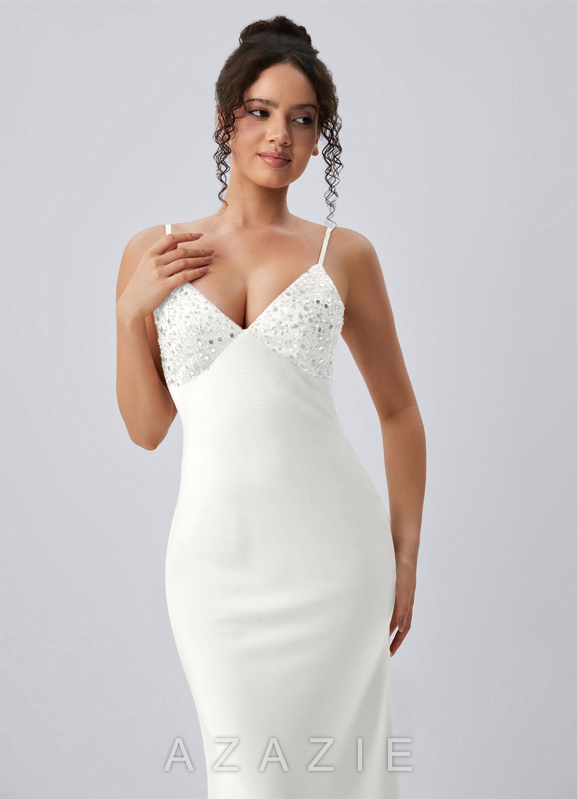 Paloma White Satin Beading Back Bow Summer Maxi Dress