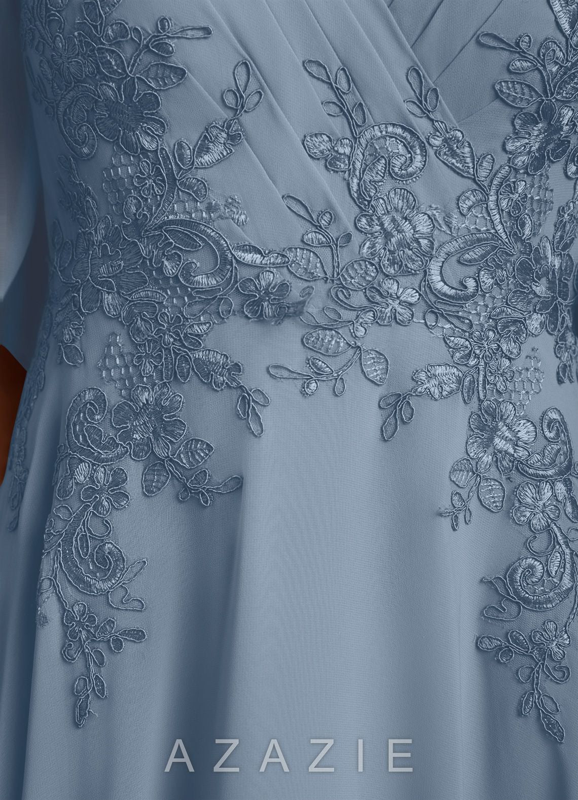 Azazie Tilda Dusty Blue A-Line Lace Chiffon Dress dusty_blue