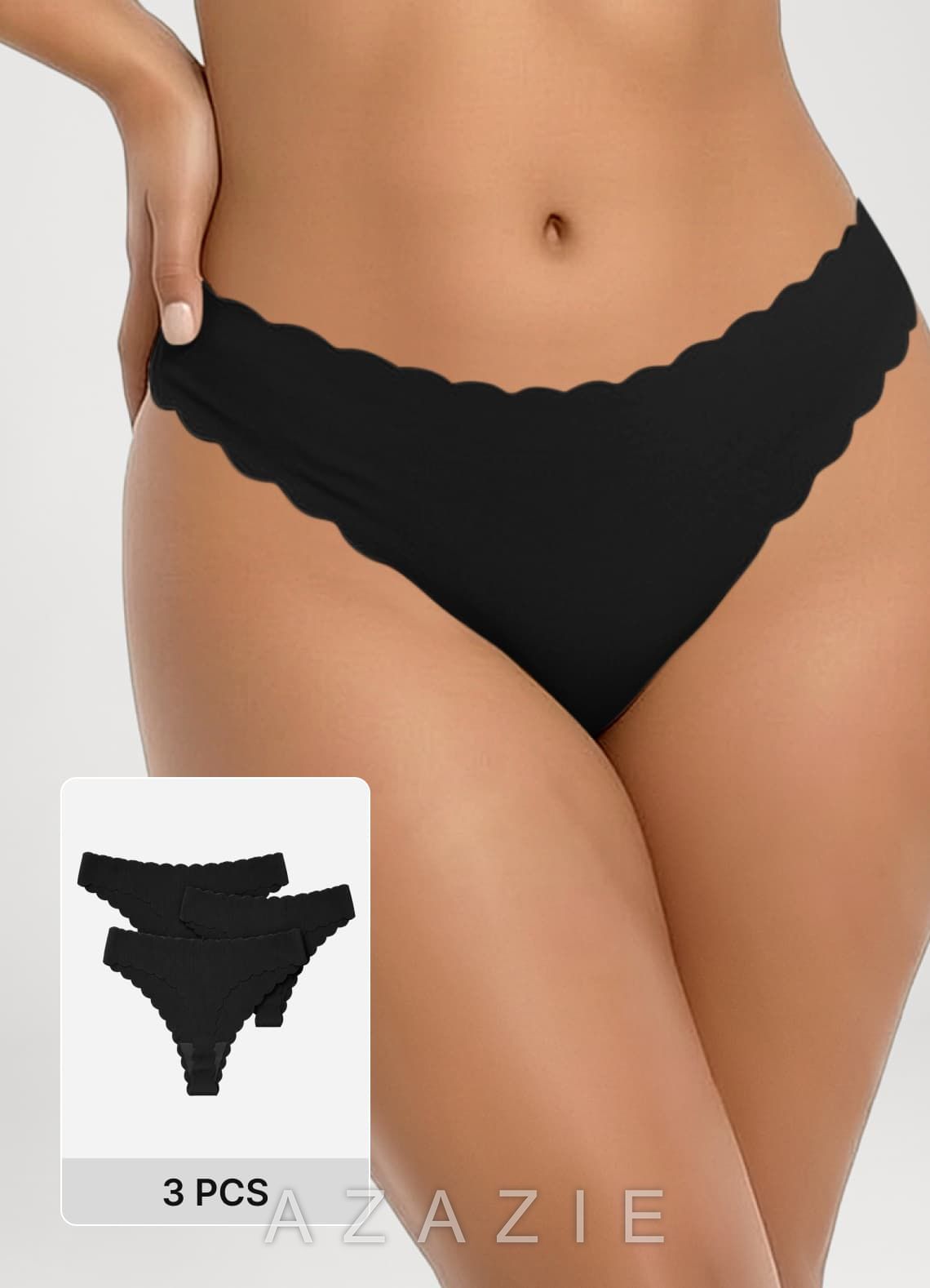 Scalloped Edge Barely-There Seamless Thongs （3pics）