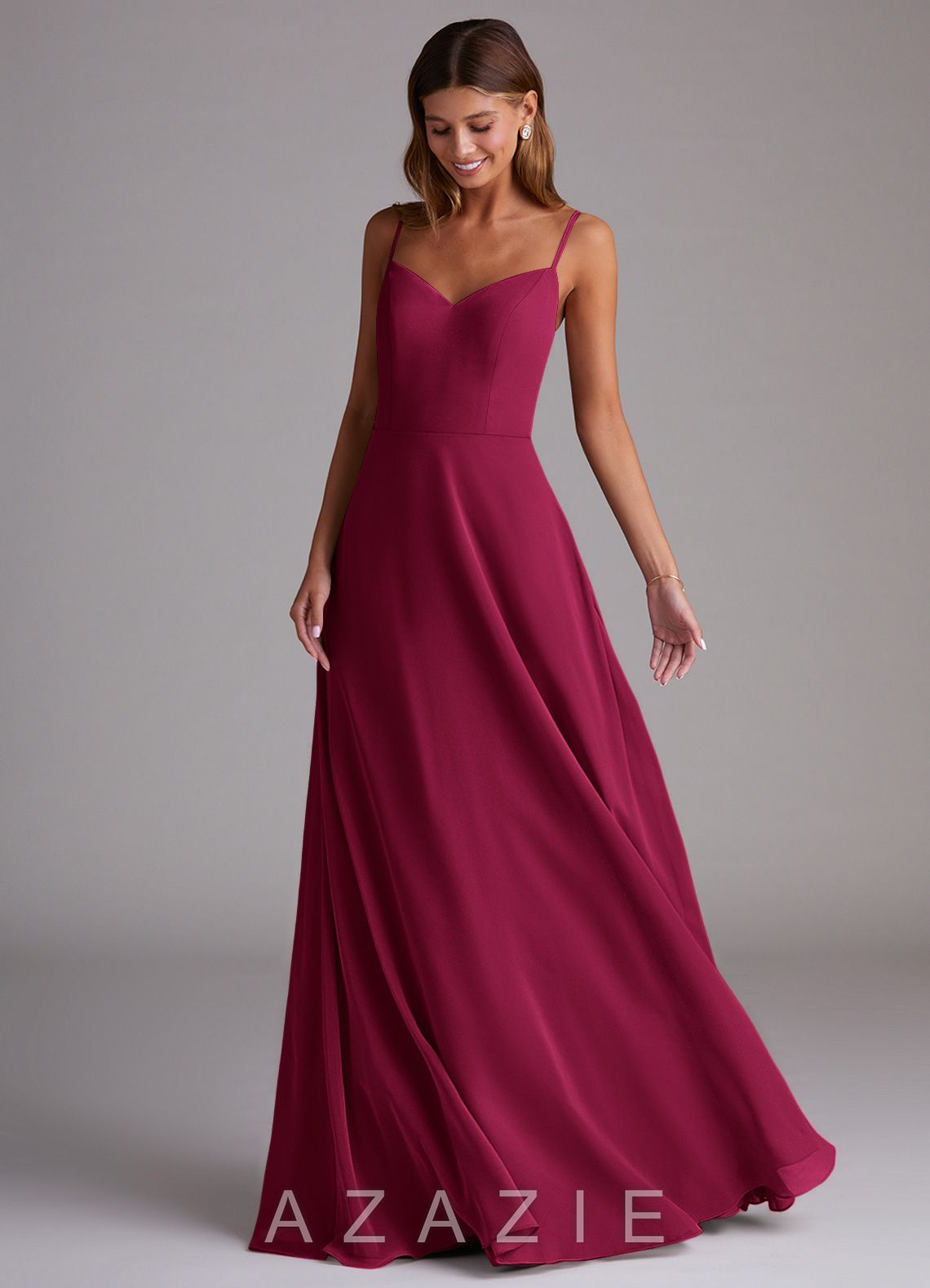 Azazie Marley Burgundy A-Line Off the Shoulder Chiffon Convertible Dress burgundy