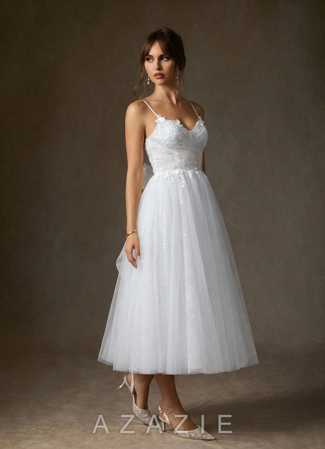 Azazie Zenia Diamond White A-Line Tulle Dress diamond_white