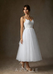 Azazie Zenia Diamond White A-Line Tulle Dress diamond_white