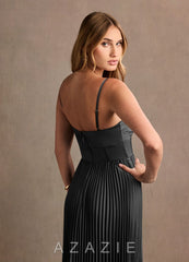 Styla {color} Pleated Maxi Dress  black