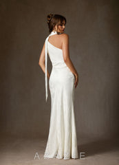 Azazie Misty Diamond White Sheath One Shoulder Floral Jacquard Dress diamond_white