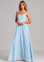 Azazie Elle Sky Blue A-Line Pleated Chiffon Dress sky_blue