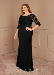 Azazie Alisondra Black Sheath Scoop Lace Lace Dress black