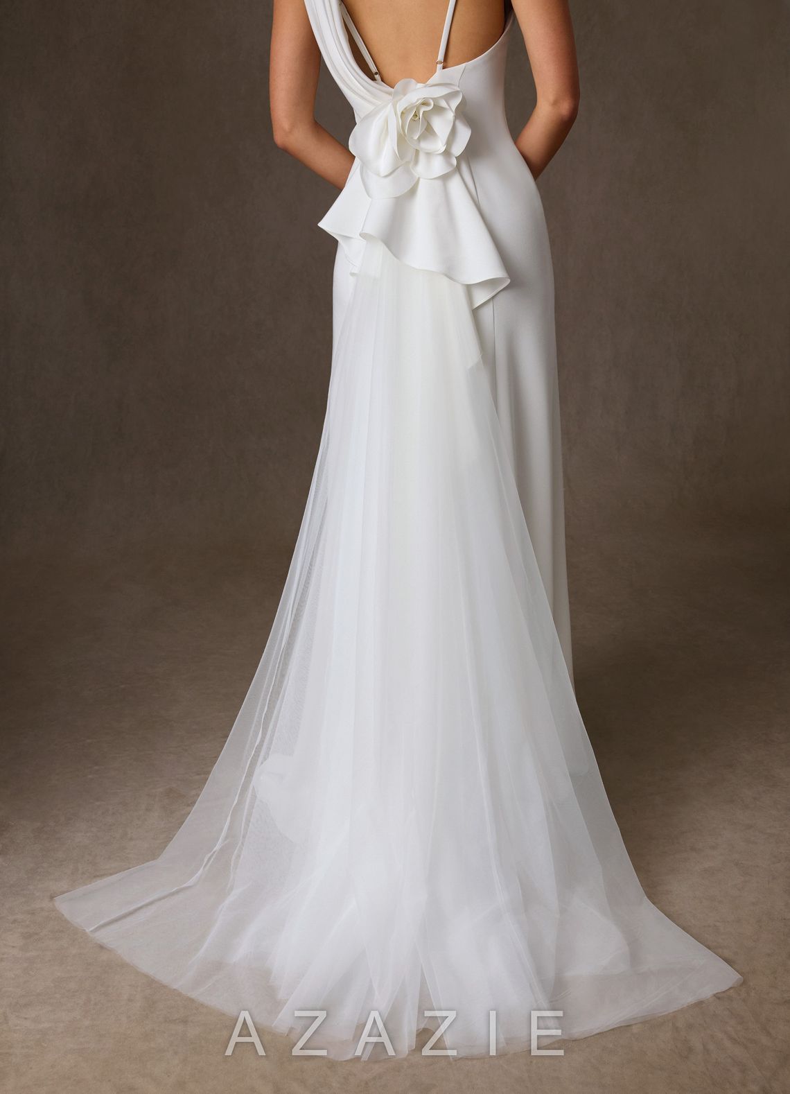 Azazie Laniece Diamond White Sheath Crepe Back Satin Dress diamond_white