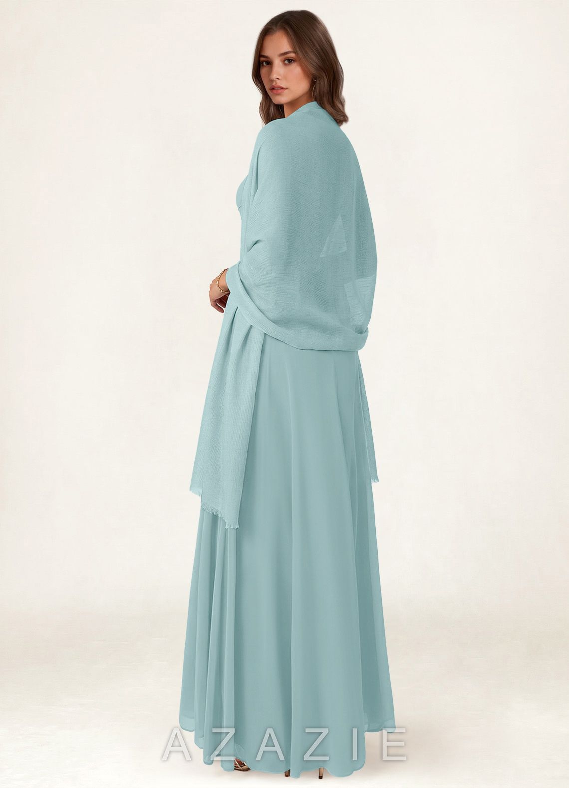 Azazie Soft Wool Blend Textured Frayed Edge Shawl  dusty_blue