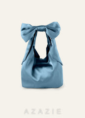 Matching Color Stretch Satin Bow Handbag