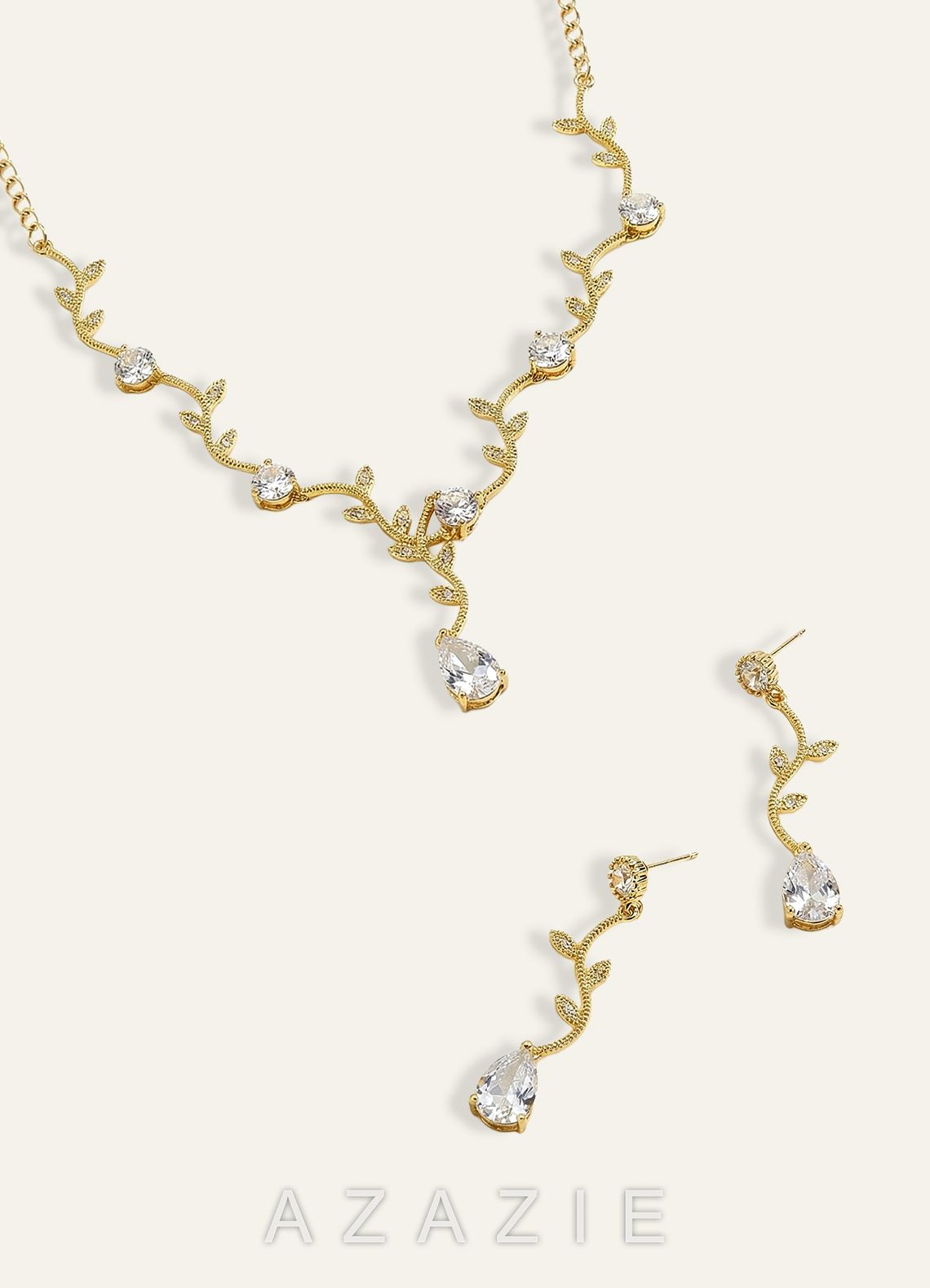 Wavy Crystal Vine Jewelry Set
