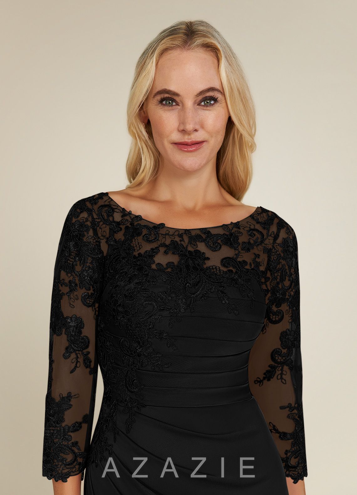 Azazie Alisondra Black Sheath Scoop Lace Lace Dress black
