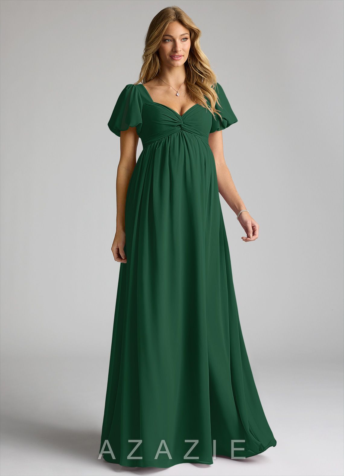 Azazie Madisynn Bow Chiffon Floor-Length Dress