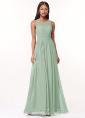 Azazie Nina Agave A-Line Pleated Chiffon Dress