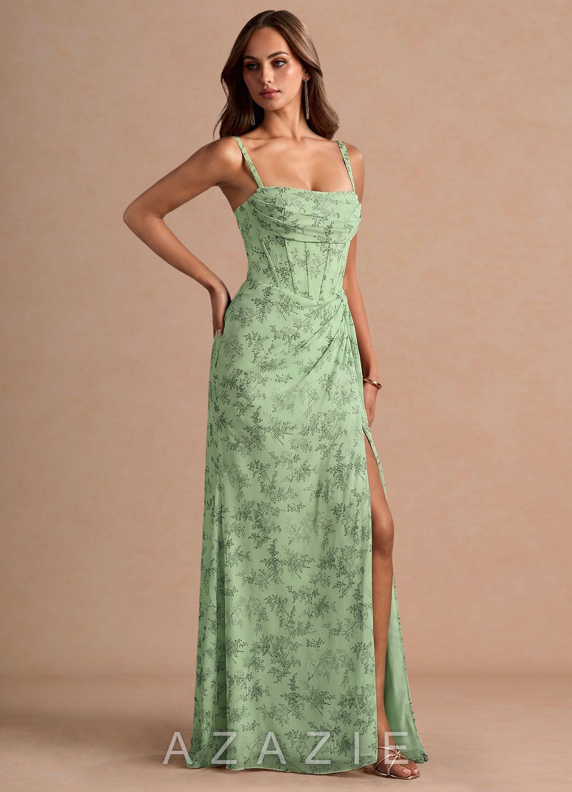 Florisca {color} Maxi Dress  sp_green_fern_floral_#111401