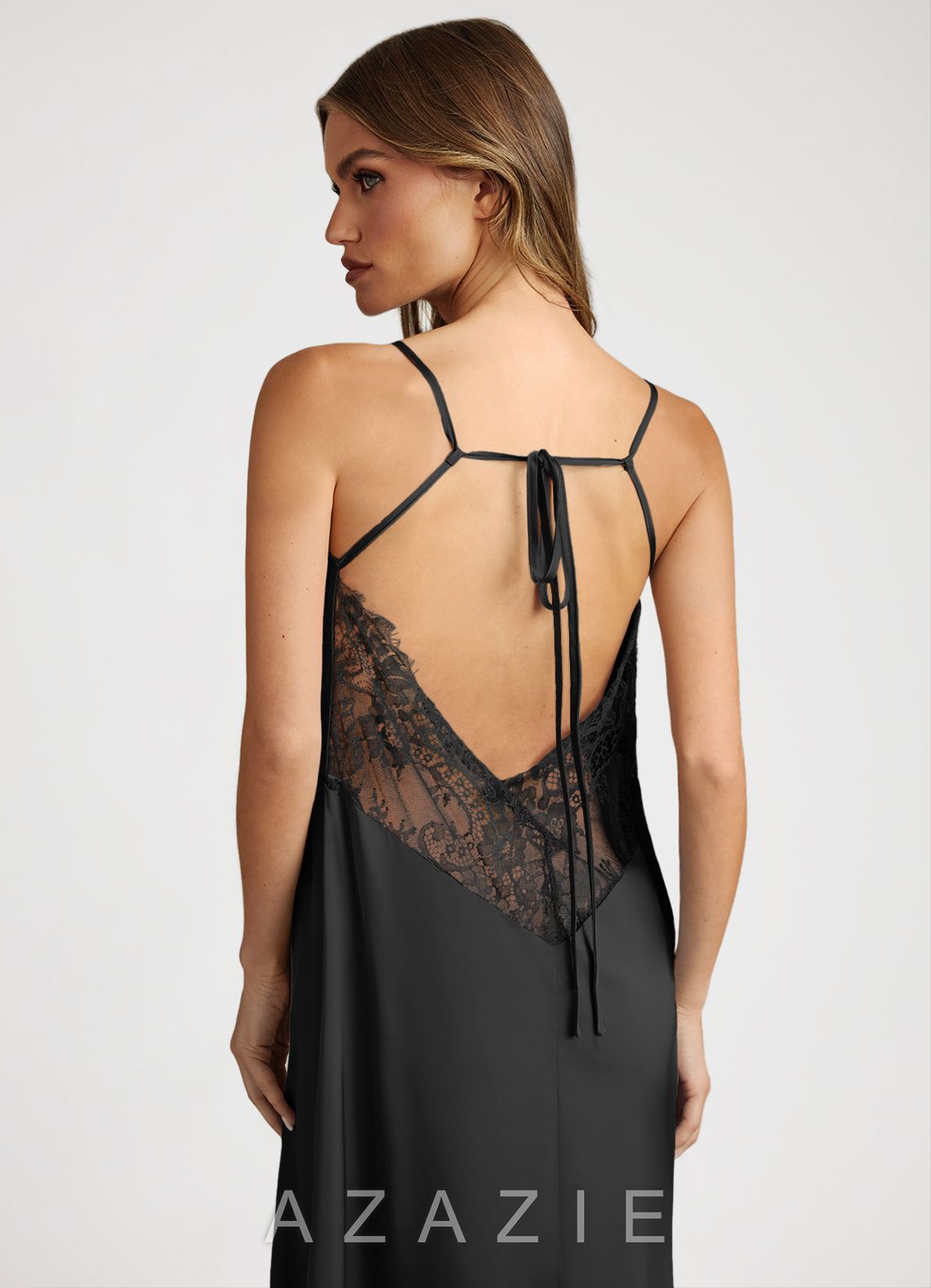 Satin and Lace Midi Slip Dress