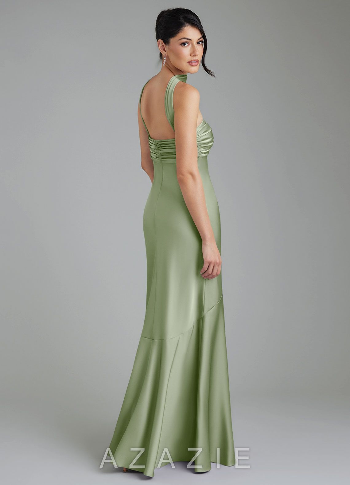 Azazie Marryn Dusty Sage Mermaid Sweetheart Neckline Stretch Satin Dress dusty_sage