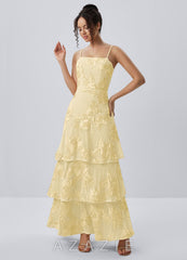 Araceli Lemon Sorbet Stretch 3D Flowers Lace Maxi Dress