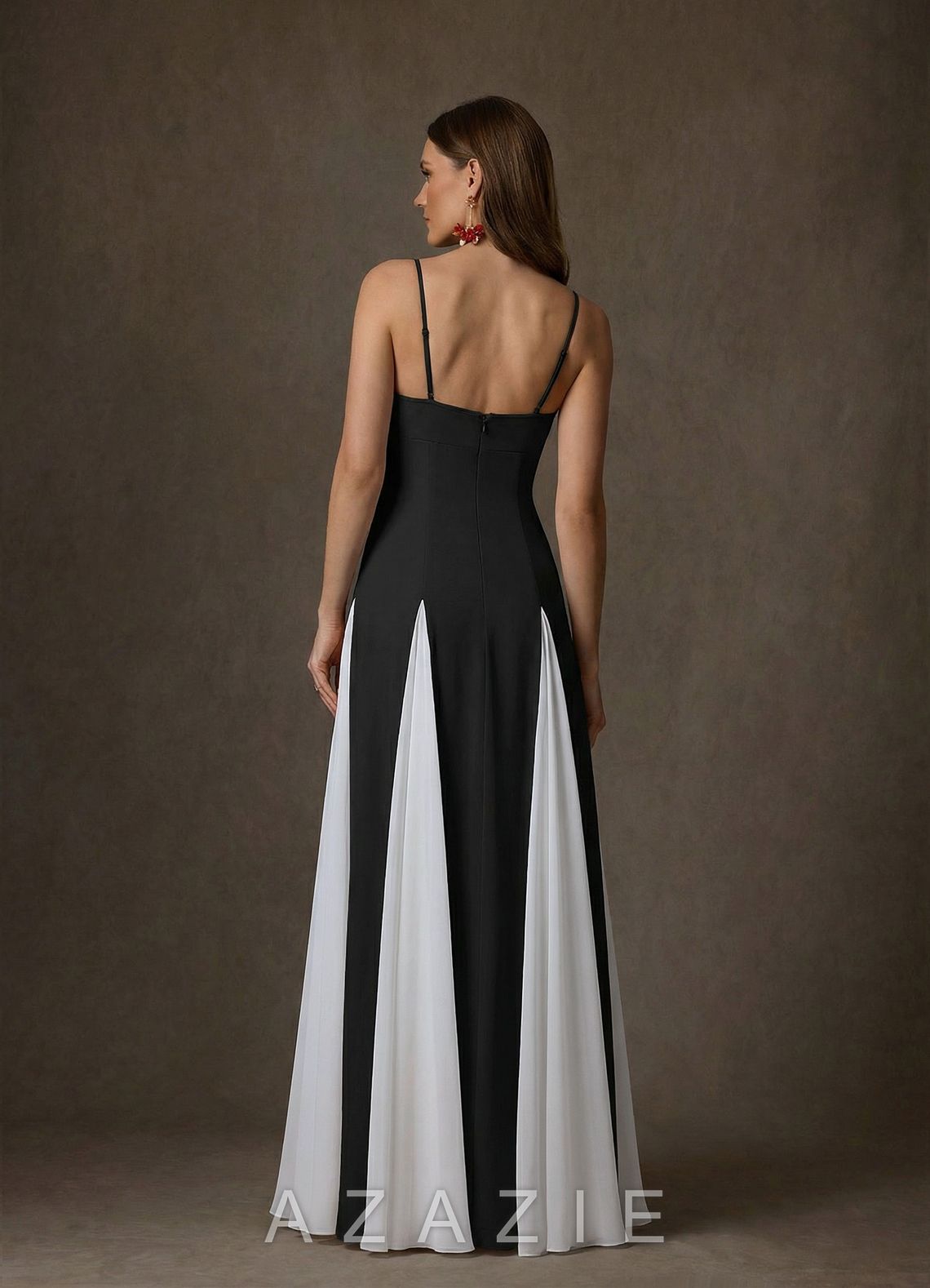 Azazie Anika Black Diamond White A-Line Sweetheart Neckline Stretch Crepe Dress black/diamond_white