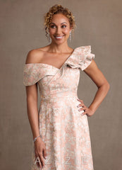 Azazie Fran Dusty Rose A-Line Ruched Jacquard Dress dusty_rose