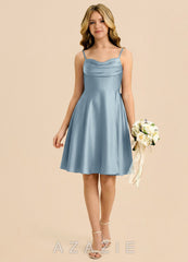 Azazie Bear Junior Dusty Blue A-Line Sweetheart Neckline Stretch Satin Dress dusty_blue